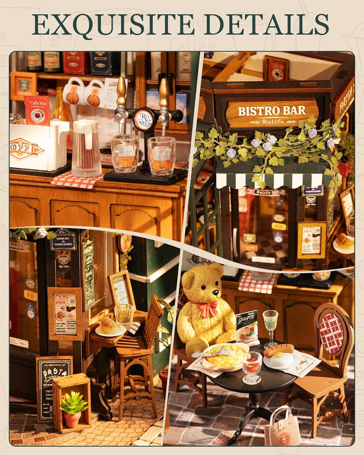 Rolife DIY Miniature House Kit Model Kits For Adults To Build Home Desk Bookshelf Decoration Tipsy Restaurant Craft Kits Hobbies For Adults Gift Idea For Girls Boys Kids