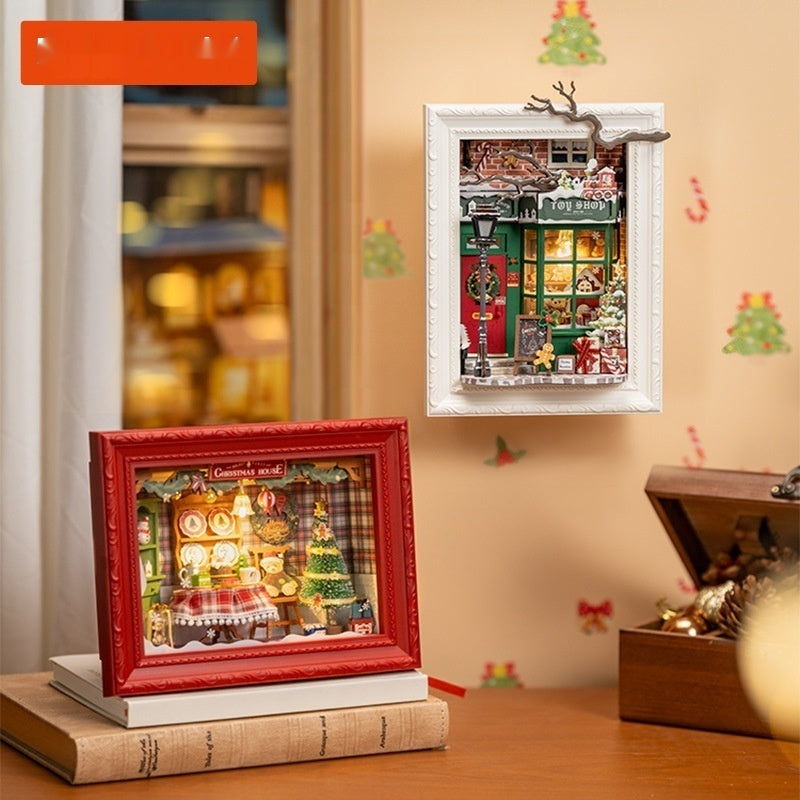DIY Christmas Gingerbread House Miniature Scene Building Block Model House
